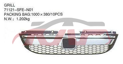 For Honda 2034207 Odyssey grille 71121-sfe-n01, Odyssey  Auto Part Price, Honda  Front Bumper Upper Grille Assembly-71121-SFE-N01